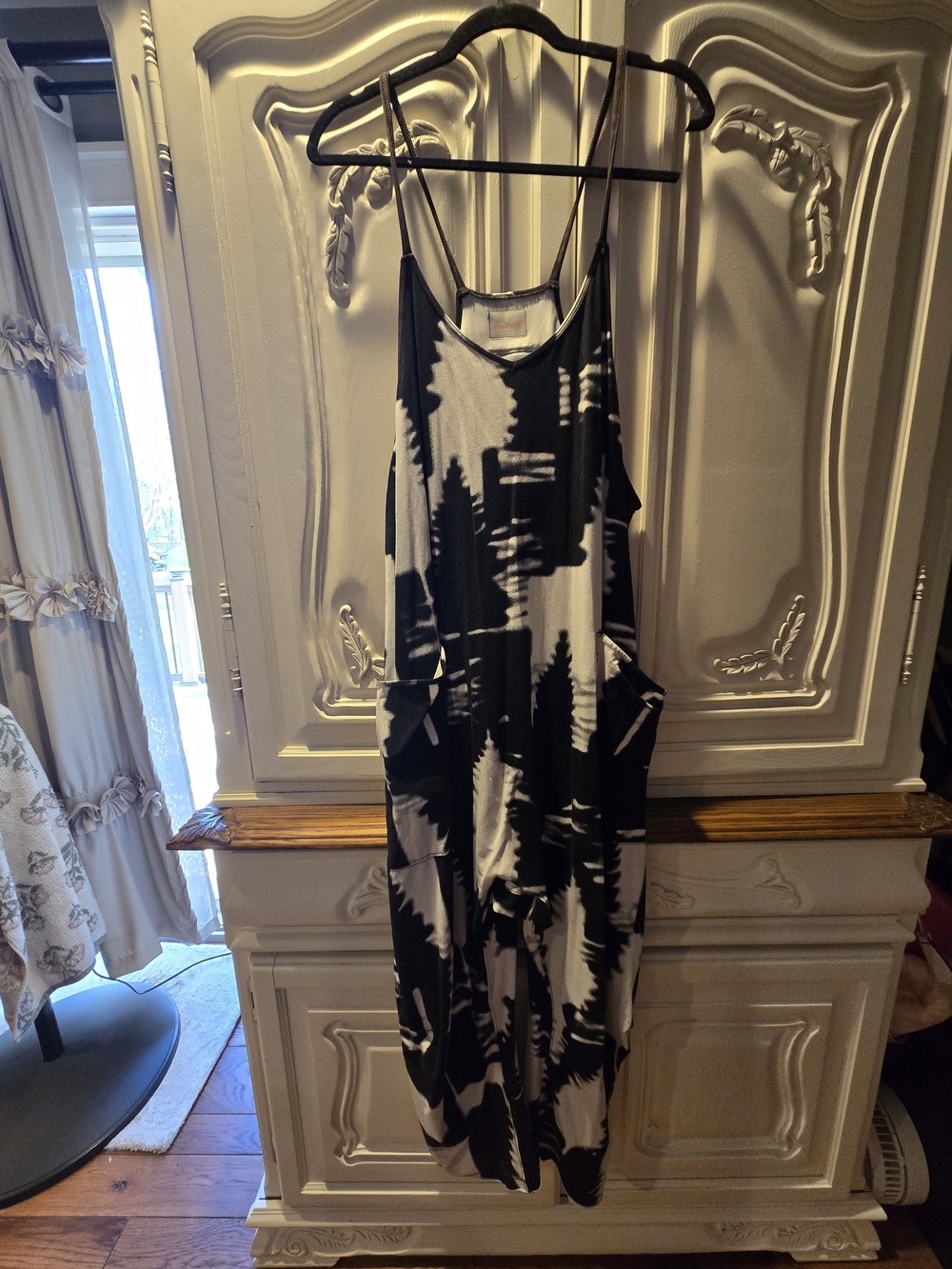Free People Black and White Tie-Dye Jumpsuit